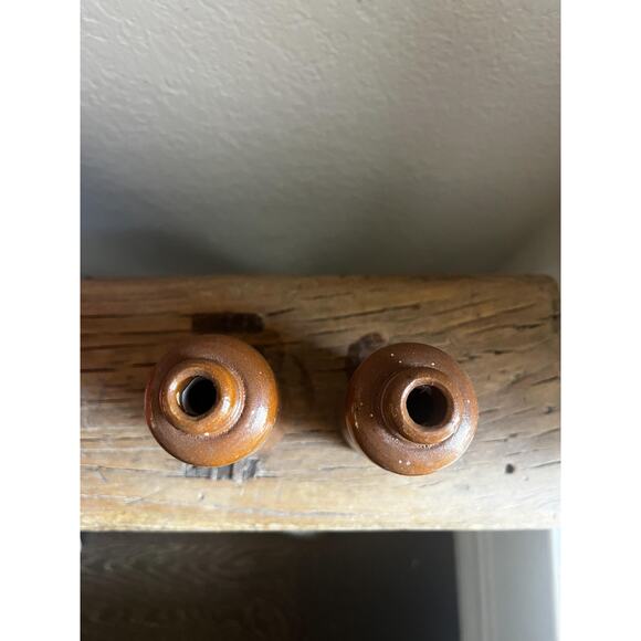 Vintage Brown Stoneware Pottery Bottle Vase 5.25" - Picture 3 of 5